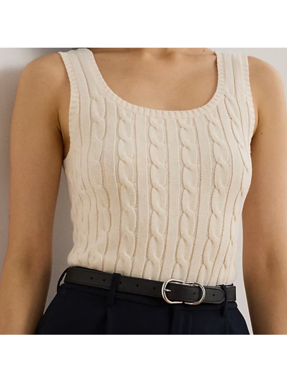 Ralph Lauren Cream Cable-Knit Tank Top
